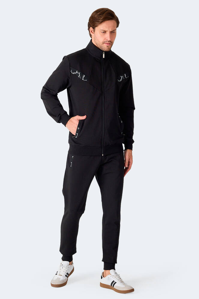 Slazenger FELON Erkek Fermuar Cepli Siyah Eşofman Takımı