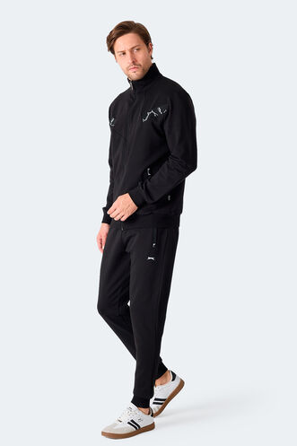 Slazenger FELON Erkek Fermuar Cepli Siyah Eşofman Takımı - Thumbnail