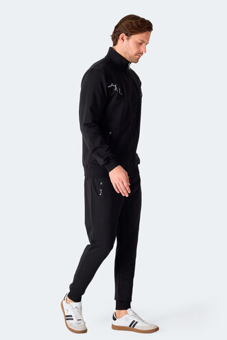 Slazenger FELON Erkek Fermuar Cepli Siyah Eşofman Takımı - Thumbnail