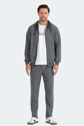Slazenger FENDER Erkek Kapüşonlu Fermuarlı Antrasit Eşofman Takımı - Thumbnail