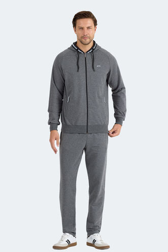 Slazenger FENDER Erkek Kapüşonlu Fermuarlı Antrasit Eşofman Takımı - Thumbnail