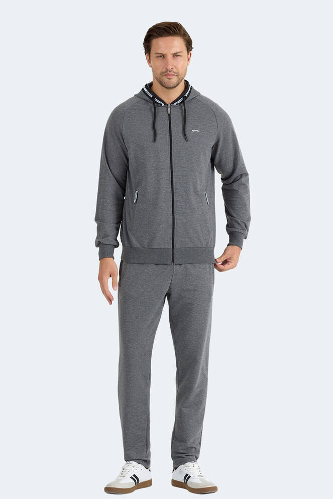 Slazenger FENDER Erkek Kapüşonlu Fermuarlı Antrasit Eşofman Takımı