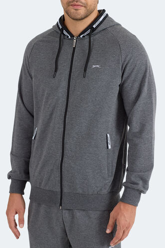 Slazenger FENDER Erkek Kapüşonlu Fermuarlı Antrasit Eşofman Takımı - Thumbnail