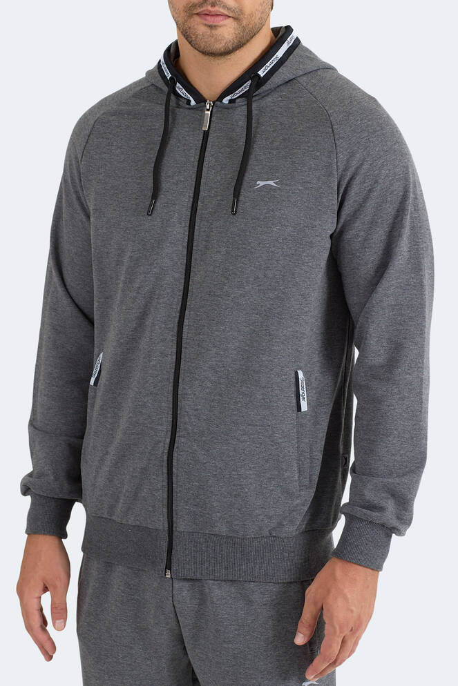 Slazenger FENDER Erkek Kapüşonlu Fermuarlı Antrasit Eşofman Takımı