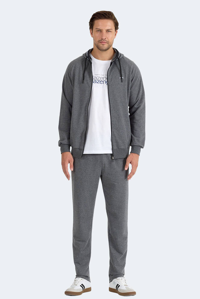 Slazenger FENDER Erkek Kapüşonlu Fermuarlı Antrasit Eşofman Takımı