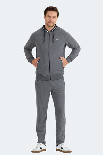 Slazenger FENDER Erkek Kapüşonlu Fermuarlı Antrasit Eşofman Takımı - Thumbnail