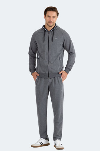 Slazenger - Slazenger FENDER Erkek Kapüşonlu Fermuarlı Antrasit Eşofman Takımı