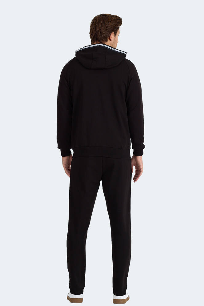 Slazenger FENDER Erkek Kapüşonlu Fermuarlı Siyah Eşofman Takımı