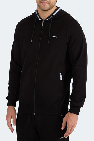 Slazenger FENDER Erkek Kapüşonlu Fermuarlı Siyah Eşofman Takımı - Thumbnail