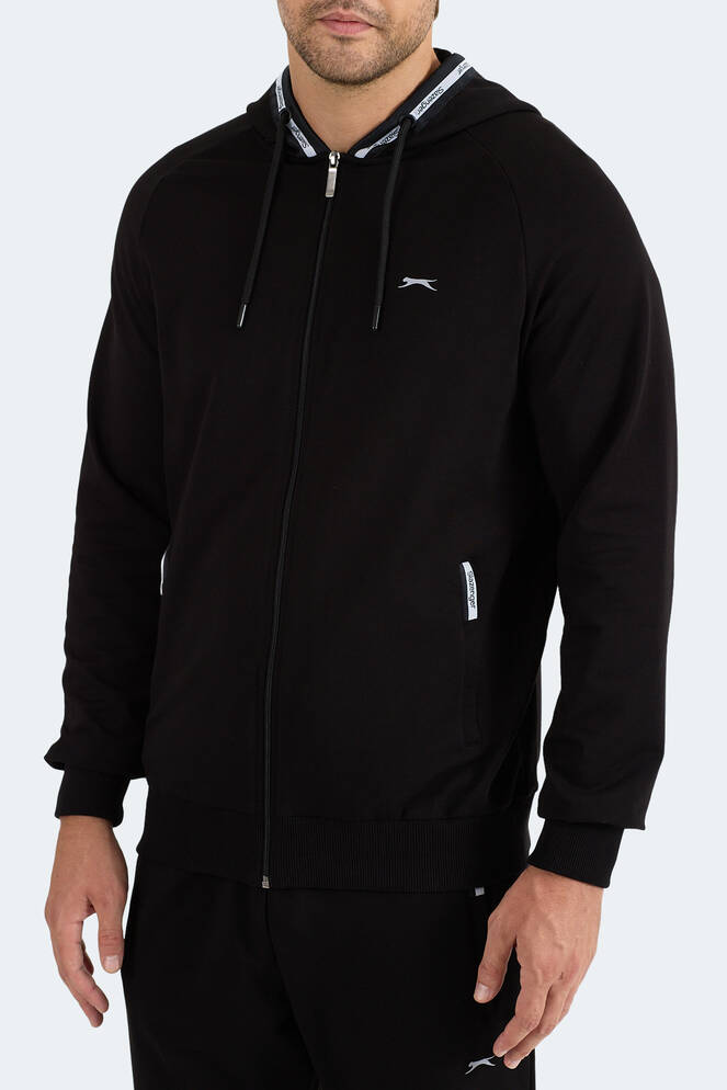 Slazenger FENDER Erkek Kapüşonlu Fermuarlı Siyah Eşofman Takımı