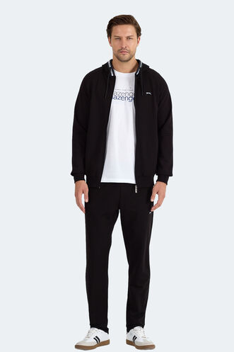 Slazenger FENDER Erkek Kapüşonlu Fermuarlı Siyah Eşofman Takımı - Thumbnail