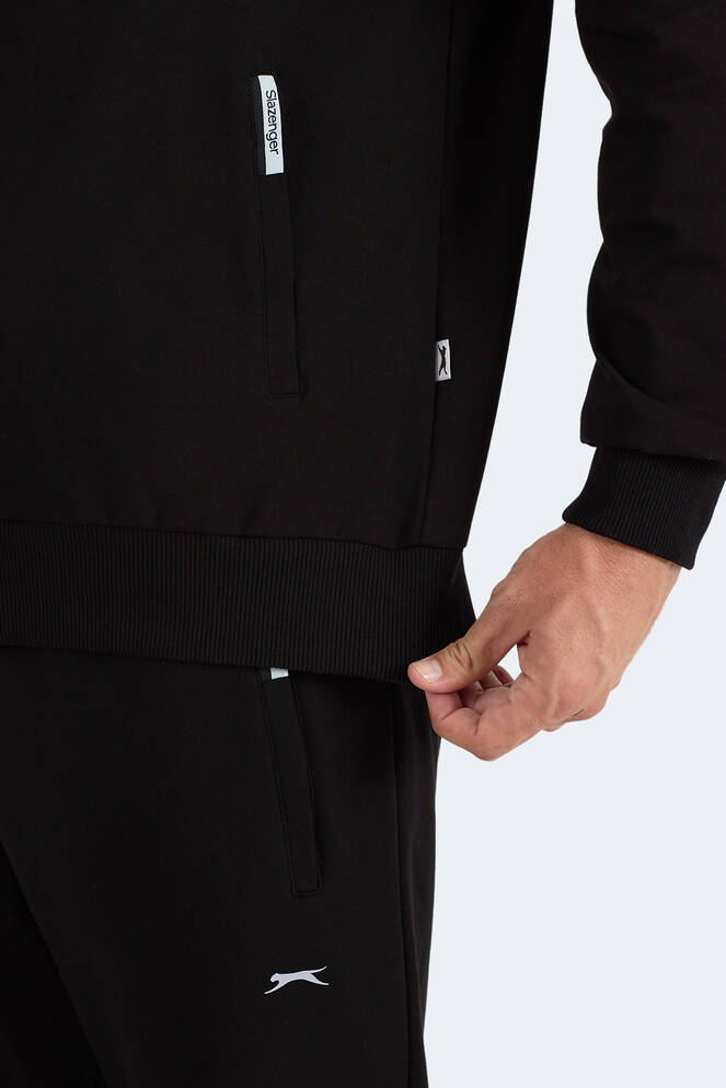 Slazenger FENDER Erkek Kapüşonlu Fermuarlı Siyah Eşofman Takımı