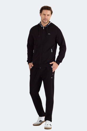 Slazenger FENDER Erkek Kapüşonlu Fermuarlı Siyah Eşofman Takımı - Thumbnail