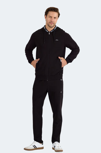 Slazenger - Slazenger FENDER Erkek Kapüşonlu Fermuarlı Siyah Eşofman Takımı