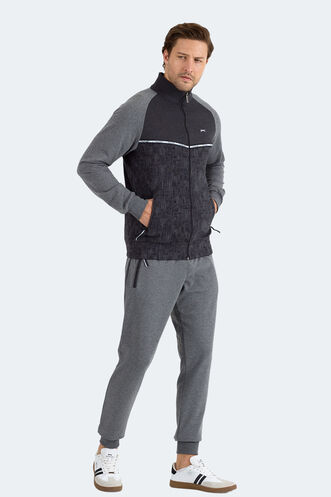 Slazenger FERVOR Erkek Dik Yaka Fermuarlı Antrasit Eşofman Takımı - Thumbnail