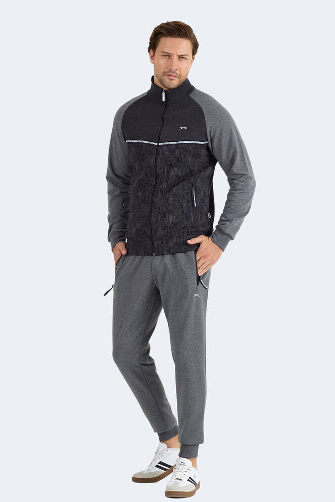 Slazenger FERVOR Erkek Dik Yaka Fermuarlı Antrasit Eşofman Takımı