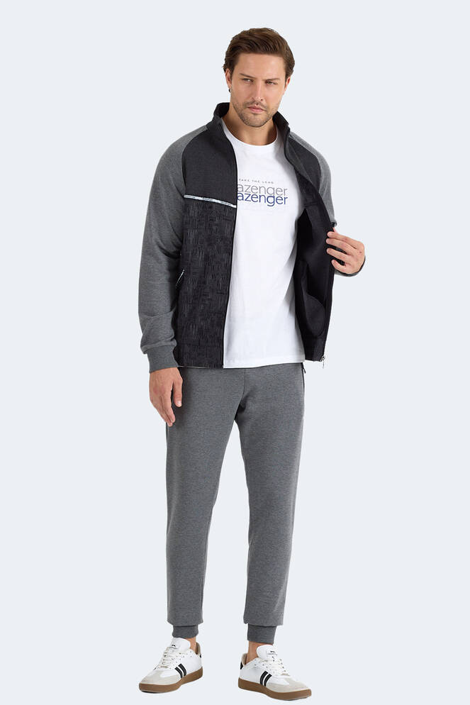 Slazenger FERVOR Erkek Dik Yaka Fermuarlı Antrasit Eşofman Takımı