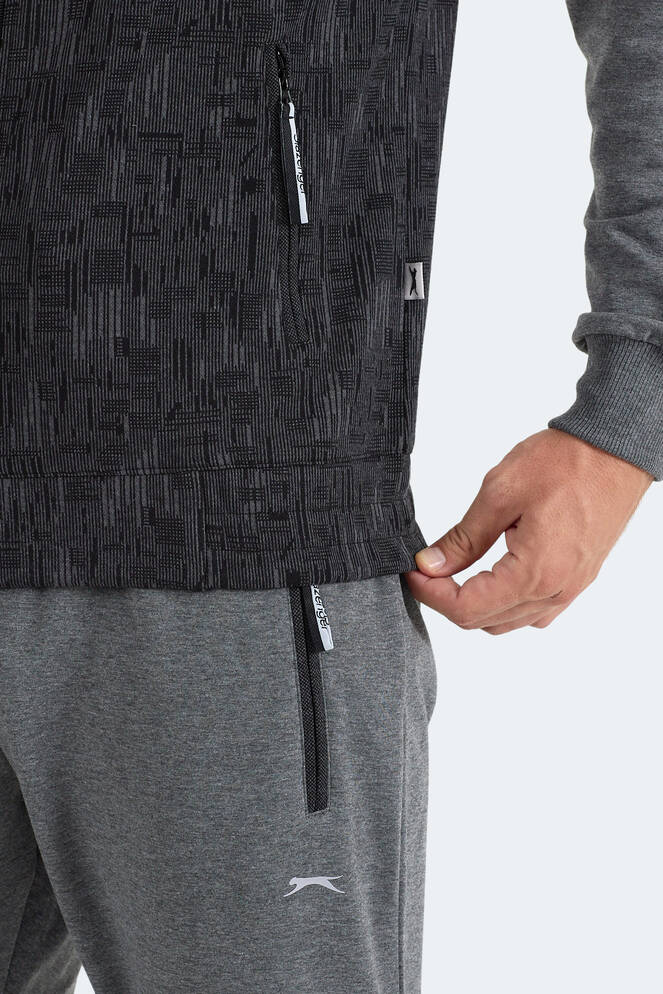 Slazenger FERVOR Erkek Dik Yaka Fermuarlı Antrasit Eşofman Takımı