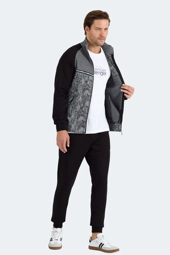 Slazenger FERVOR Erkek Dik Yaka Fermuarlı Siyah Eşofman Takımı - Thumbnail
