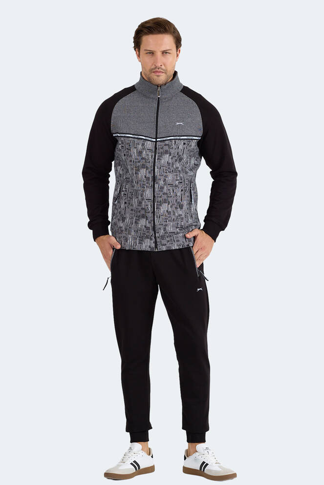 Slazenger FERVOR Erkek Dik Yaka Fermuarlı Siyah Eşofman Takımı