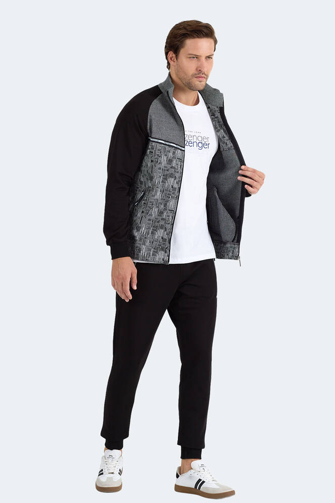 Slazenger FERVOR Erkek Dik Yaka Fermuarlı Siyah Eşofman Takımı