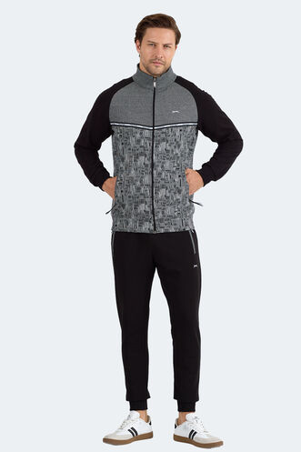 Slazenger FERVOR Erkek Dik Yaka Fermuarlı Siyah Eşofman Takımı - Thumbnail