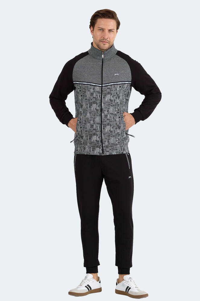 Slazenger FERVOR Erkek Dik Yaka Fermuarlı Siyah Eşofman Takımı