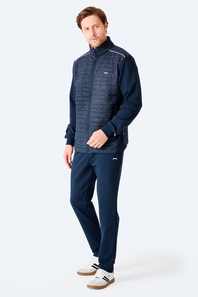 Slazenger FIORA Erkek Fermuarlı Dik Yaka Cepli Lacivert Eşofman Takımı