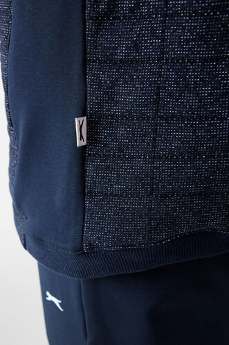 Slazenger FIORA Erkek Fermuarlı Dik Yaka Cepli Lacivert Eşofman Takımı - Thumbnail