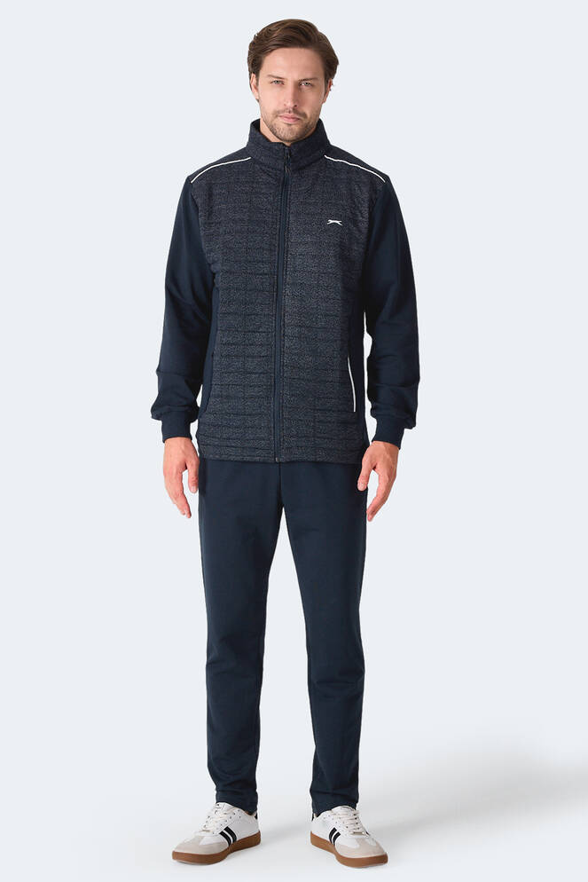 Slazenger FIORA Erkek Fermuarlı Dik Yaka Cepli Lacivert Eşofman Takımı