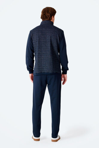 Slazenger FIORA Erkek Fermuarlı Dik Yaka Cepli Lacivert Eşofman Takımı - Thumbnail