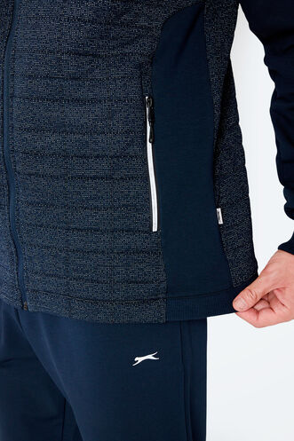 Slazenger FIORA Erkek Fermuarlı Dik Yaka Cepli Lacivert Eşofman Takımı - Thumbnail
