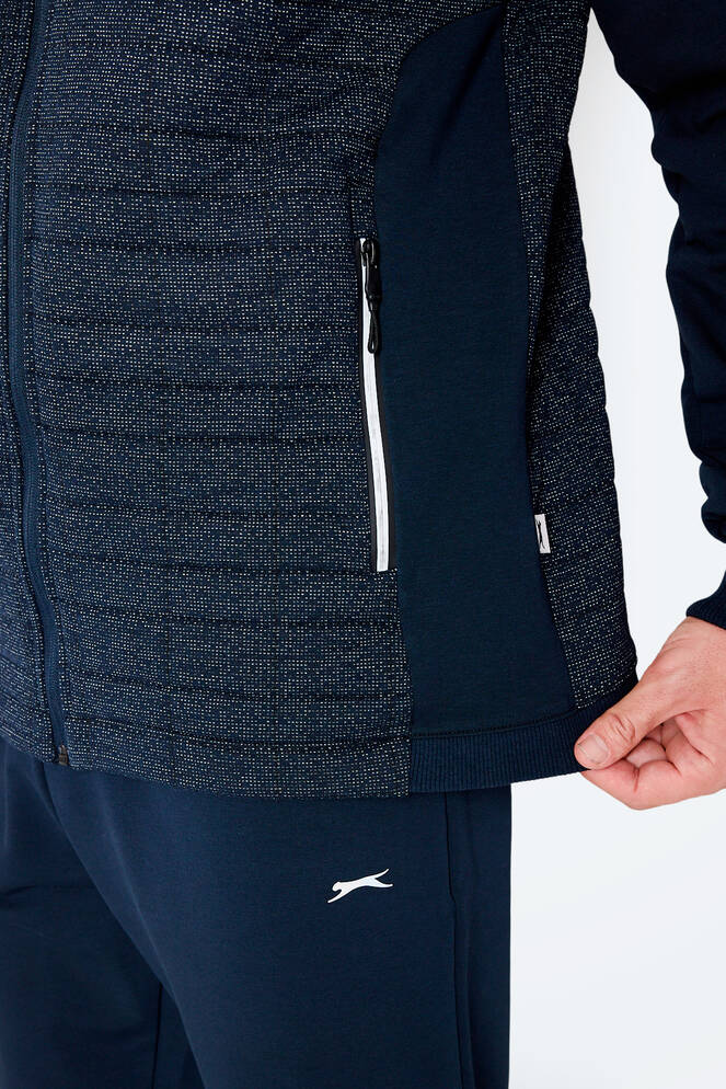 Slazenger FIORA Erkek Fermuarlı Dik Yaka Cepli Lacivert Eşofman Takımı