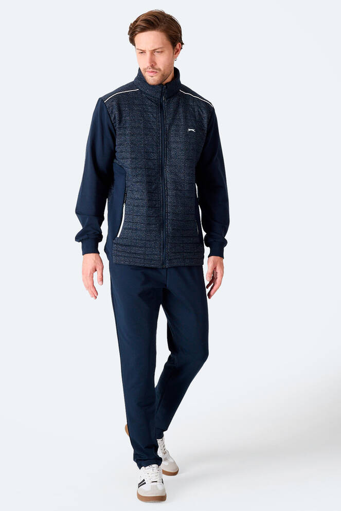 Slazenger FIORA Erkek Fermuarlı Dik Yaka Cepli Lacivert Eşofman Takımı