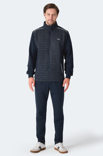 Slazenger FIORA Erkek Fermuarlı Dik Yaka Cepli Lacivert Eşofman Takımı - Thumbnail