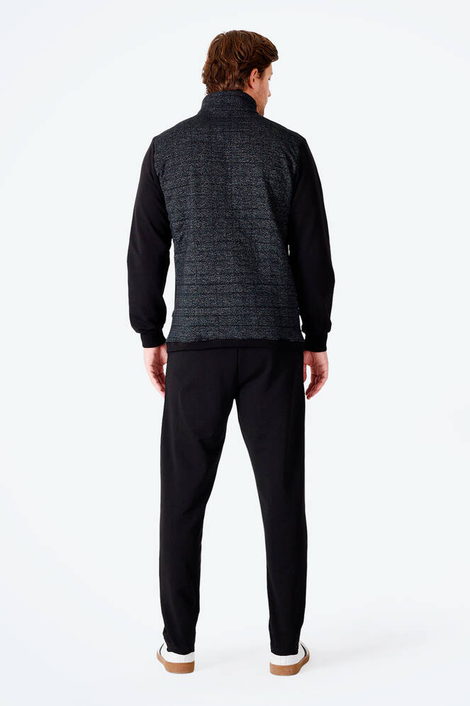 Slazenger FIORA Erkek Fermuarlı Dik Yaka Cepli Siyah Eşofman Takımı