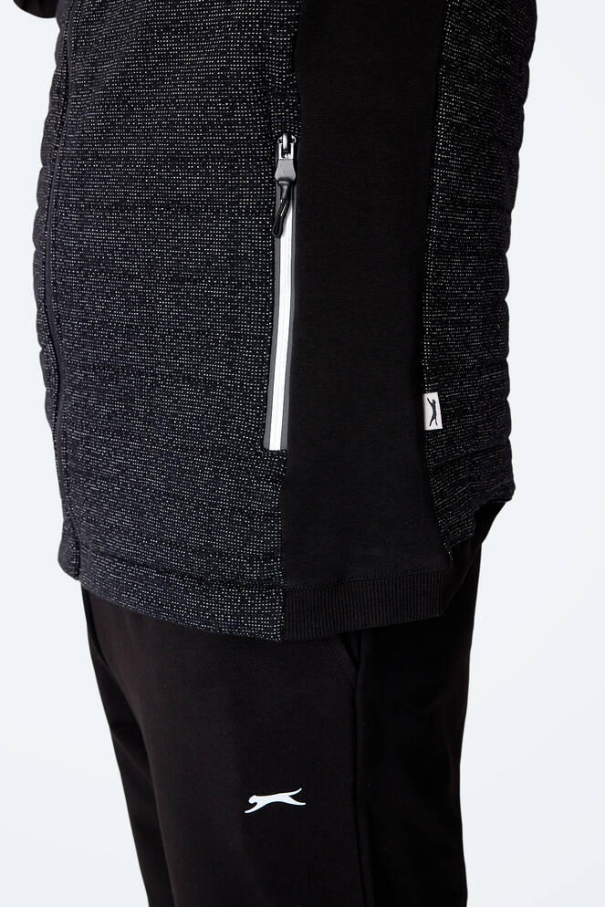 Slazenger FIORA Erkek Fermuarlı Dik Yaka Cepli Siyah Eşofman Takımı