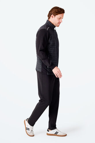 Slazenger FIORA Erkek Fermuarlı Dik Yaka Cepli Siyah Eşofman Takımı - Thumbnail