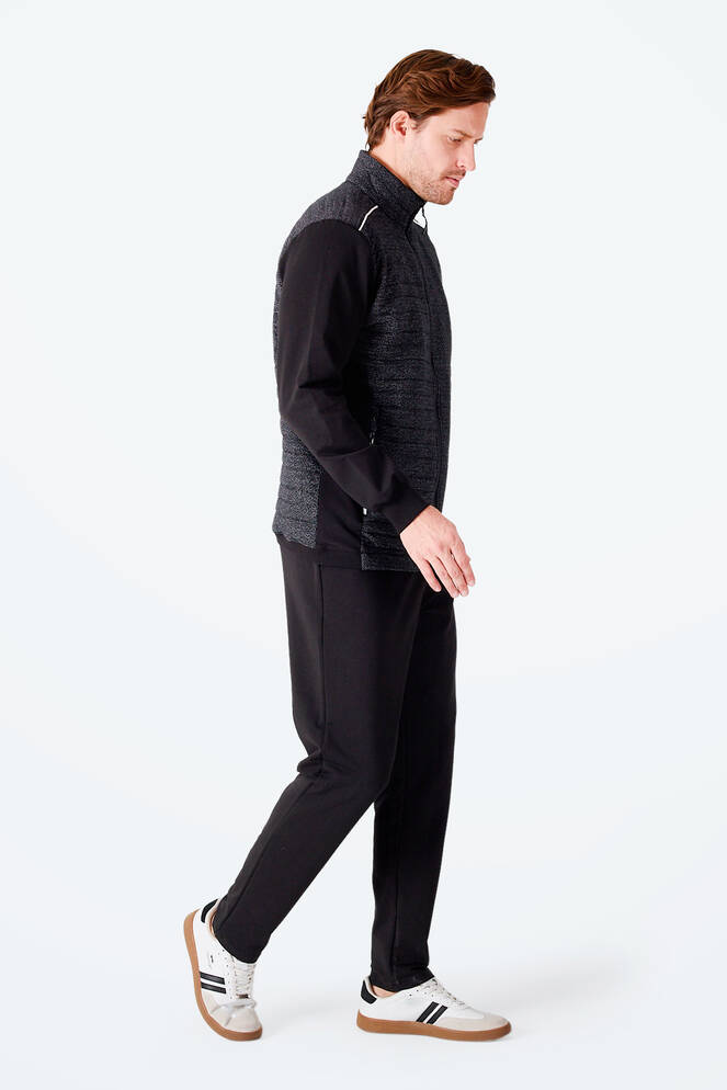 Slazenger FIORA Erkek Fermuarlı Dik Yaka Cepli Siyah Eşofman Takımı