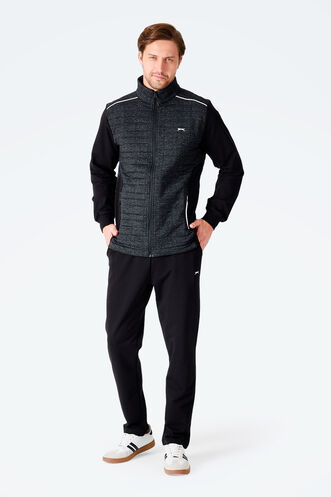 Slazenger - Slazenger FIORA Erkek Fermuarlı Dik Yaka Cepli Siyah Eşofman Takımı