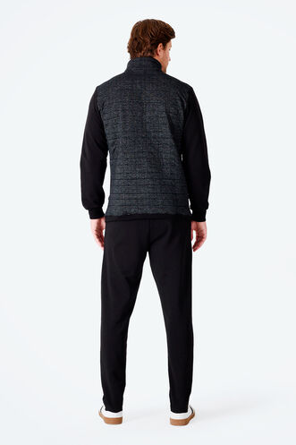 Slazenger FIORA Erkek Fermuarlı Dik Yaka Cepli Siyah Eşofman Takımı - Thumbnail