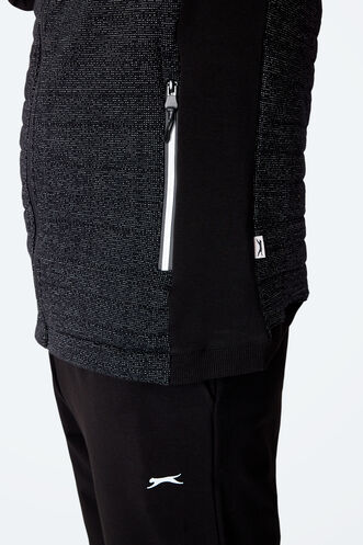 Slazenger FIORA Erkek Fermuarlı Dik Yaka Cepli Siyah Eşofman Takımı - Thumbnail