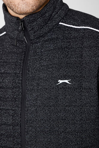 Slazenger FIORA Erkek Fermuarlı Dik Yaka Cepli Siyah Eşofman Takımı - Thumbnail