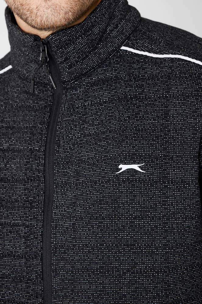 Slazenger FIORA Erkek Fermuarlı Dik Yaka Cepli Siyah Eşofman Takımı
