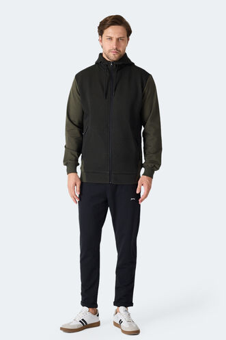 Slazenger FLAME Erkek Kapüşonlu Cepli Haki Sweatshırt - Thumbnail