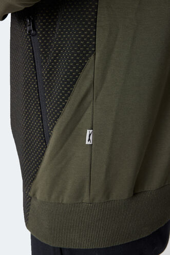 Slazenger FLAME Erkek Kapüşonlu Cepli Haki Sweatshırt - Thumbnail