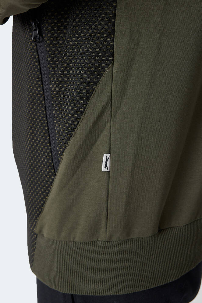 Slazenger FLAME Erkek Kapüşonlu Cepli Haki Sweatshırt