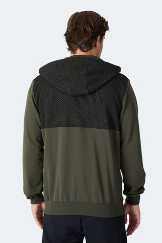 Slazenger FLAME Erkek Kapüşonlu Cepli Haki Sweatshırt - Thumbnail