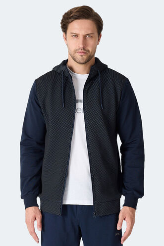 Slazenger - Slazenger FLAME Erkek Kapüşonlu Cepli Lacivert Sweatshırt