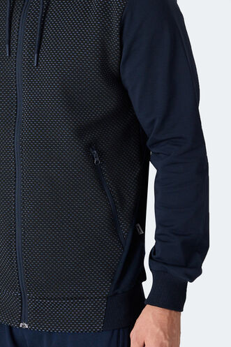 Slazenger FLAME Erkek Kapüşonlu Cepli Lacivert Sweatshırt - Thumbnail